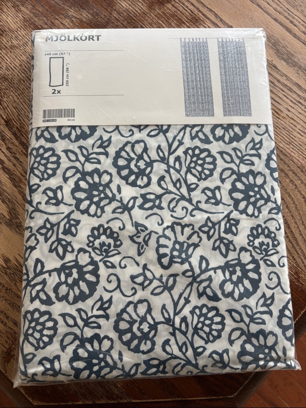 IKEA MJÖLKÖRT Blue Floral Curtains & Drapes